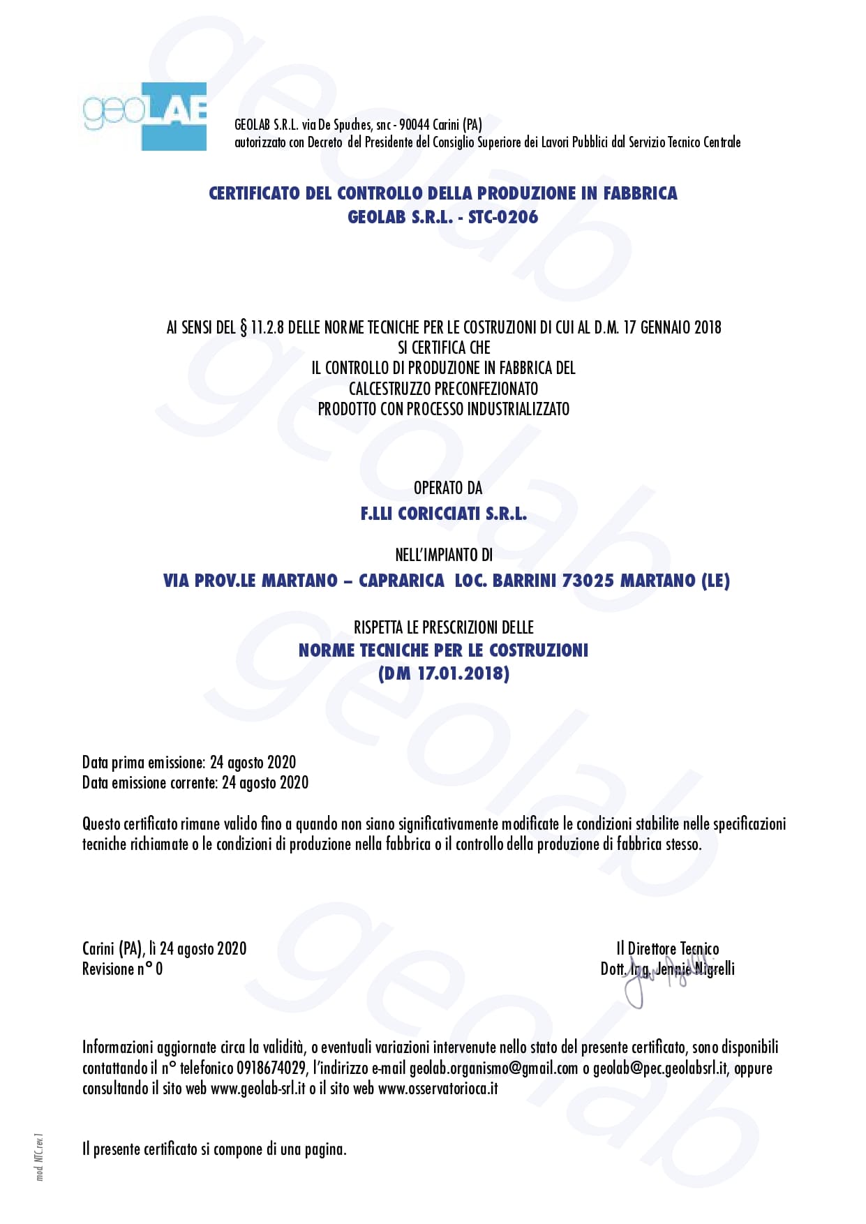 certificazione STC 0206